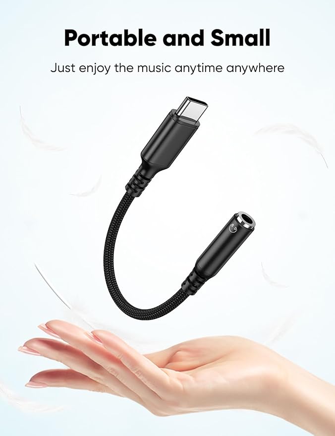 Highwings USB Type C to 3.5mm Female Headphone Jack Adapter, (2-Pack) USB C to Aux Audio Dongle Adapter Compatible with iPhone 16 Pro Max/15 Pro/15, Samsung Galaxy S24/S23/S22 Ultra, iPad Pro-Black