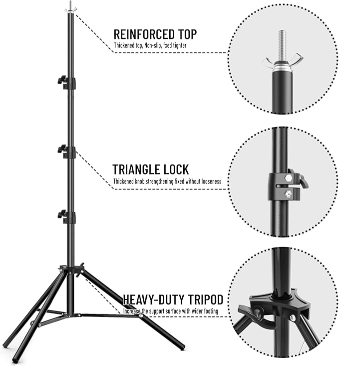 BEIYANG 10x10FT Backdrop Stand, Background Support Kit for Photography, 2 Adjustable Backdrop Supports, 4 Crossbars, 4 Clamps, and Carrying Bag for Photo Video Stutio, Parties Decoration