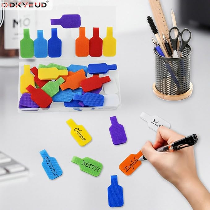 48PCS Colorful Large Cable Labels for Cords, Waterproof Cord Labels for Electronics Wires and Identification, Self Adhesive Tear Resistant Cord Tags, for Laser Printer and Handwriting, Reusable