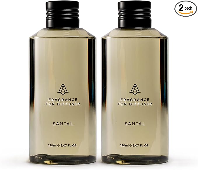 AromaPlan Hotel Scents Santal 5 Fl Oz (2 Pack), Luxury Aroma & Hotel Fragrance Diffuser Oil- Hotel Diffuser Oil for Aromatherapy- USA Made, Bigger Bottle, Bolder Aroma & Longer Lasting