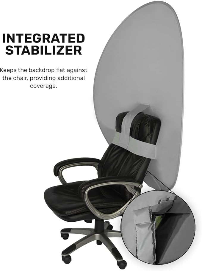 Webaround Big Shot 56" | Grey | Portable Collapsible Webcam Backdrop | Attaches to Any Chair | Wrinkle-Resistant Fabric | Ultra-Quick Setup and Takedown | Perfect for Zoom, Webex, Teams, etc.