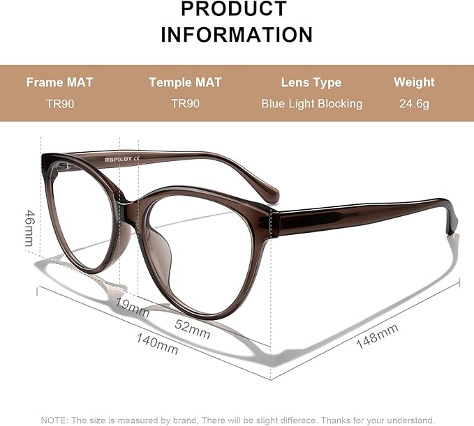 RB.Pilot Reading Glasses for Women Anti Blue Light Computer Readers Magnifying Glass for Reading