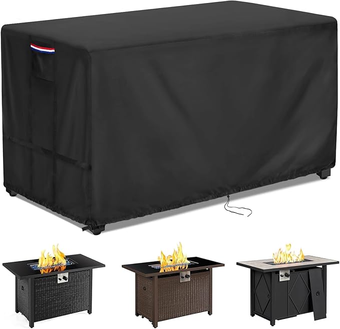 Youlvy Fire Pit Cover Rectangular 43 Inch - Waterproof Outdoor Fire Table Cover Rectangle Heavy Duty, 600D Patio Propane Gas Firepit Cover Rectangular Tear Weather Resistant - 43 x 24 x 25 Inch