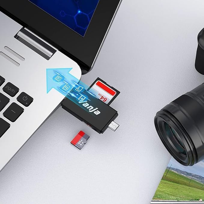 Vanja SD Card Reader, USB 3.0 & USB C Dual Slots Micro SD Card Adapter, Memory Card Reader for SD, SDHC, SDXC, microSDHC, microSDXC | Compatible with iPhone 17/16/15 Series, Android, Windows/macOS