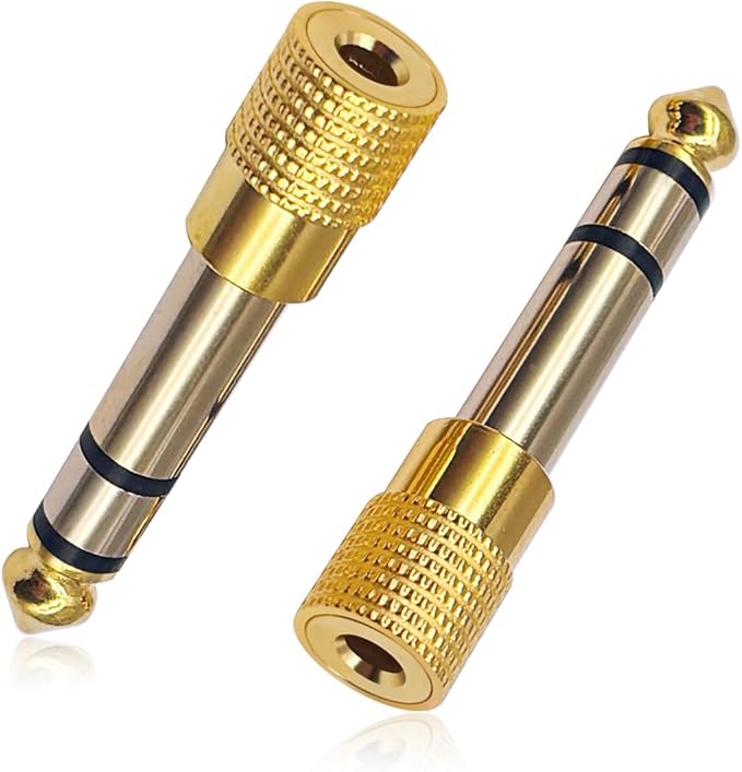 Nadadora 6.35mm (1/4 Inch) Male to 3.5mm (1/8 Inch) Female Stereo Audio Adapter, 1/4 to 1/8 Headphone Jack Converter for Guitar Amp, Mixer, Speaker, Earphones, AUX Cable 2 Pack