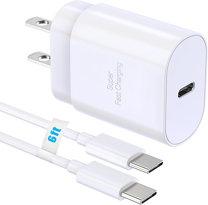 USB-C Block 30W PD Super Fast Charging Block Type C Plug Wall Adapter, USB C Phone Charger with 6ft Fast Cable Cord for iPhone 17, 17 Air, 17 Pro, 17 Pro Max,16, 15, iPad Pro 12.9/11 Galaxy-1Pack
