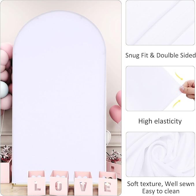 Vincidern 6.6FT Wedding Arch Backdrop Stand and White Cover Set, Metal Backdrop Arch Stand and Cover for Birthday Parties, Baby Showers, Graduation, Event Decorations