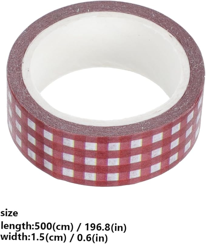 VILLCASE 12 Rolls Vintage Grid Pattern Washi Tape Retro Decorative Paper Tapes for DIY Journals Scrapbooking Planners Crafts Red Blue Yellow for Creative Stationery and Wrapping