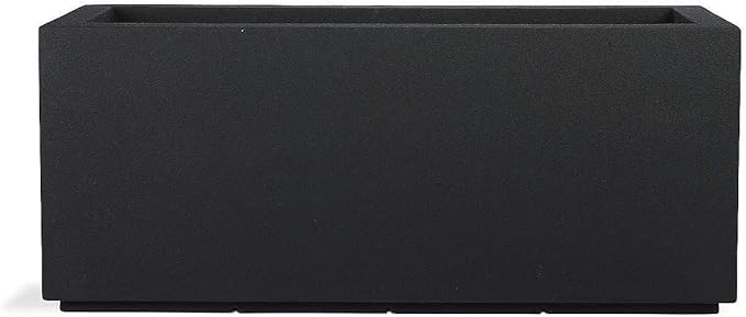 PolyStone Milan Tall Modern Outdoor/Indoor Rectangular Trough Planter, 46" L X 17" W X 19" H, Lightweight, Heavy Duty, Weather Resistant, Polymer Finish, Commercial and Residential (Black)