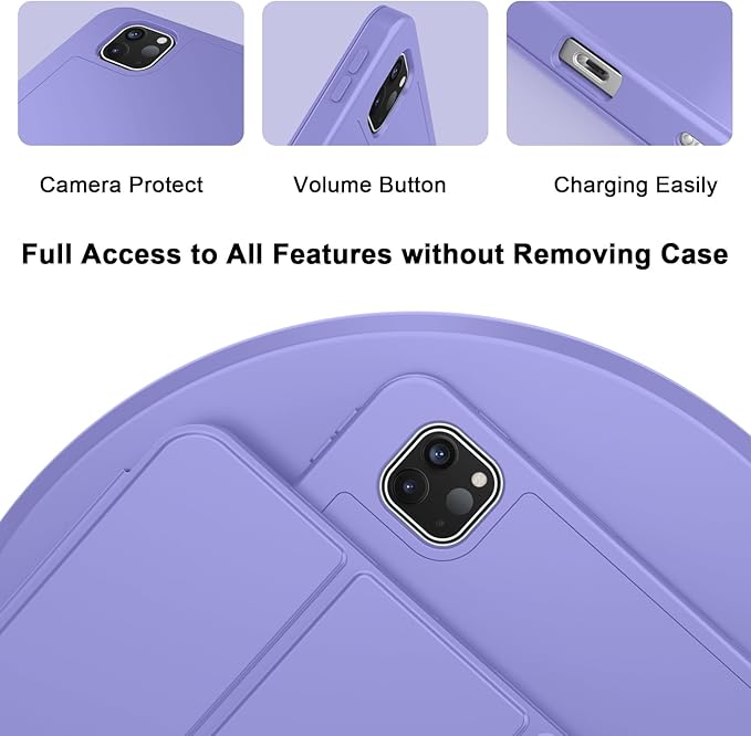ZryXal iPad Pro 11 Inch Case (M5) 2025/ (M4) 2024 (Model: A2836/A2837/A3006), Trifold Stand Smart Cover with Pencil Holder and Soft TPU Back, Auto Wake/Sleep (Slate Blue)