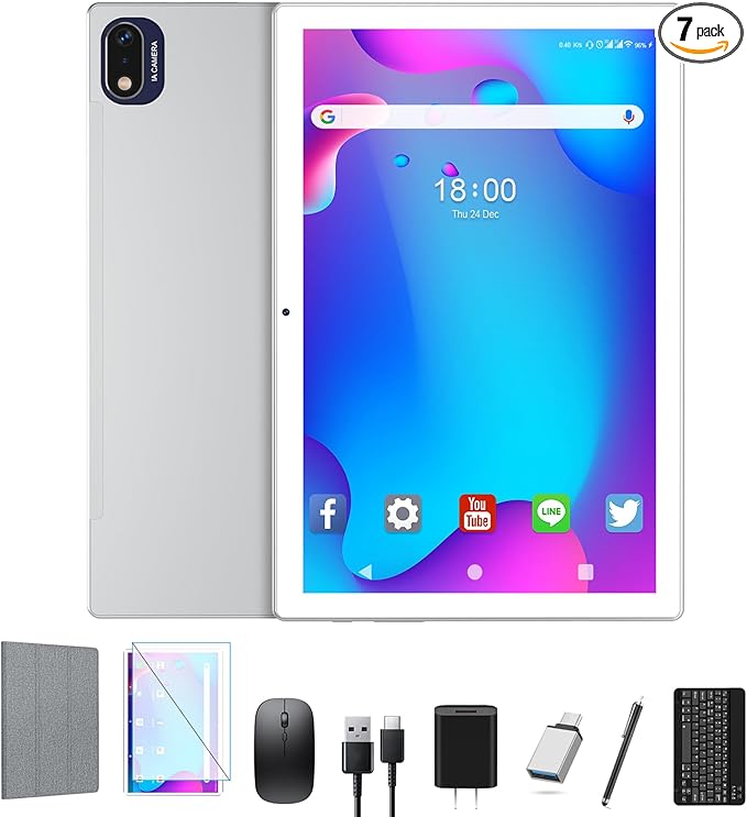 SUNTUNG Tablet, 2026 Latest 10 inch Android 14 Tablet, MTK8183 Octa-Core, 16GB 128GB 1TB Expansion, 2.4/5G WiFi, 21MP Camera, Gemini AI 2.0, Tablets with Keyboard, Mouse, Case etc
