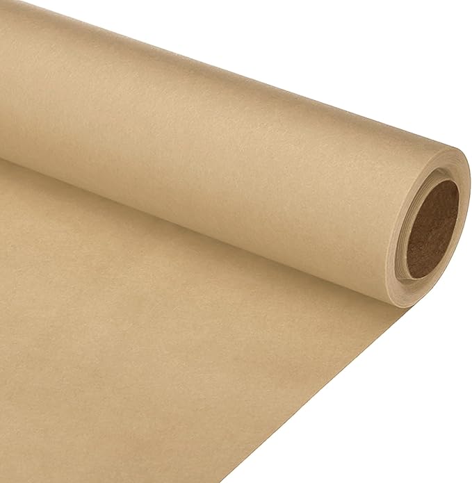 PATIKIL Wrapping Paper, 15"x400"(33') Bulletin Board Paper Roll Kraft Paper Roll Construction 80GSM for Shipping Packing Gift Wrapping Craft Flower Bouquet Christmas, Brown