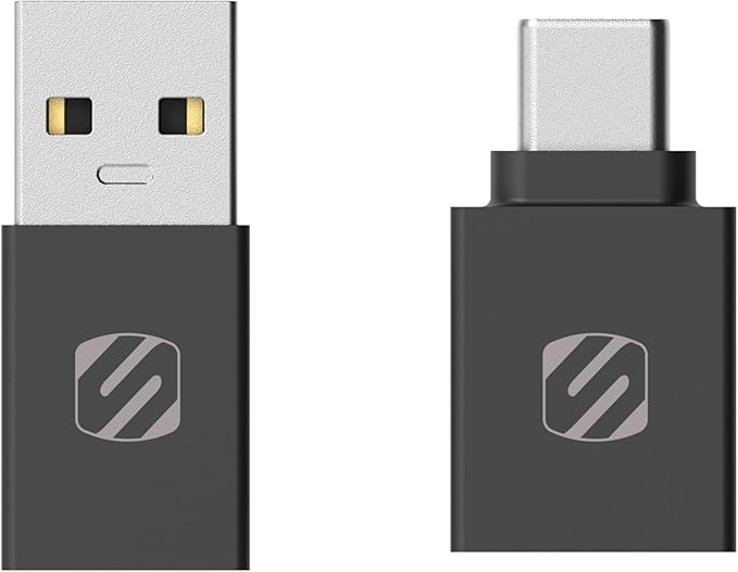 Scosche CAAKIT-RP Strikeline™ Charge & Sync USB Adapter Kit, USB-C Male to USB-A Female and USB-A Male to Type-C Female Charger Cable Converter Compatible with Apple iPhone 15, AirPods, Galaxy, 2-Pack