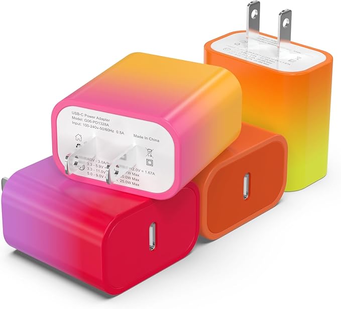 4Pack USB C Charger Block 20W, iGENJUN for Phone Fast Charger Wall Charger with PD 3.0, Compact Type C Power Adapter for Phone 16/15/14, Galaxy, Pixel, AirPods Pro