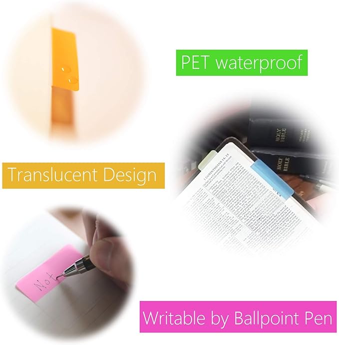 KICNIC Sticky Tabs 1 Inch, 480pcs Book Tabs, Colored Page Markers Self Adhesive, Repositionable Note Tabs for Documents, Books, Paper, Notebooks, Filing and Folders [24 Sets, 10 Colors]