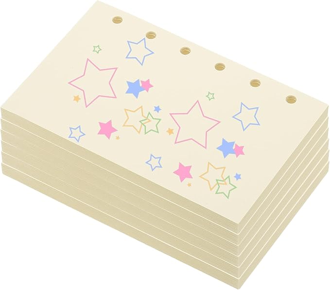 PATIKIL Colored Loose Leaf Paper, 5" x 3.2"(A7) 300 Sheets 6 Holes Punched 150GSM Blank Binder Refill Paper Supplies for Office Note Taking Teacher Planner Journal Notebook, Beige
