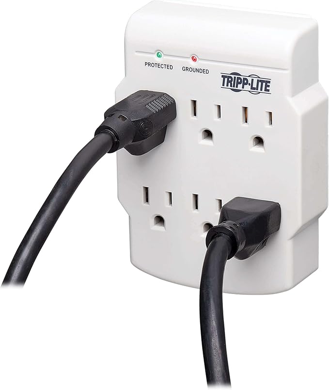Tripp Lite 6 Outlet Surge Protector Power Strip, Direct Plug in, Gray, Lifetime Limited Warranty & $10,000 Insurance (SK6-0) White