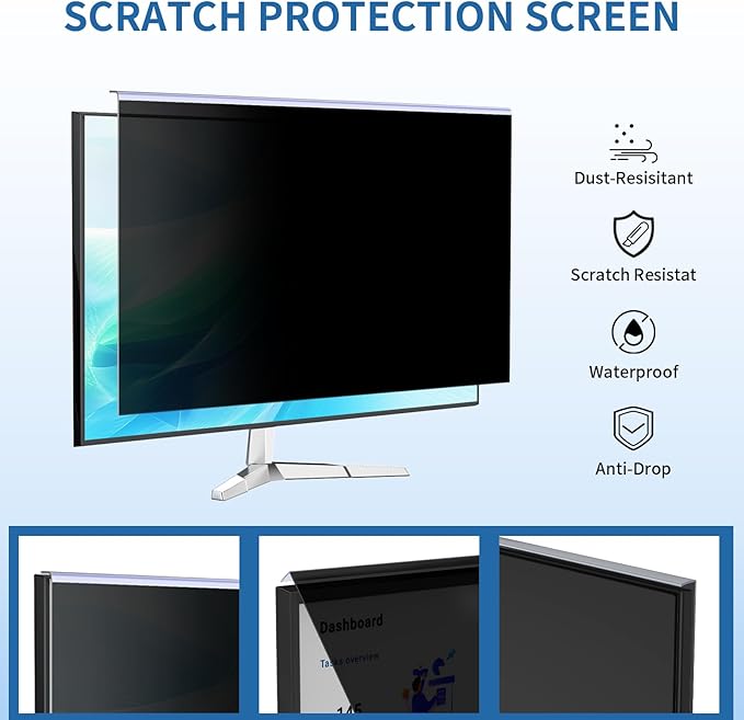 DEJIMAX 22 Inch Computer Privacy Screen for 16:10 Computer Monitor, Anti-Blue Light Monitor Privacy Screen Filter, Anti-UV Computer Shield, Hanging Type