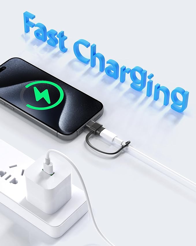 MFi Certified USB C to Lightning Adapter 2-Pack, 27W Fast Charging & Data Sync, Lightning to USB Type C Cable Adapter Compatible with iPhone 14/13/12/Pro/Max, iPad, AirPods, with Anti-Loss Lanyard