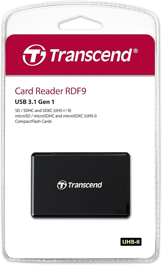 Transcend RDF9 Card Reader - CompactFlash, microSDHC, microSDXC, SDHC, SDXC, SD, microSD, CompactFlash (UDMA7) - USB 3.1 Type AExternal