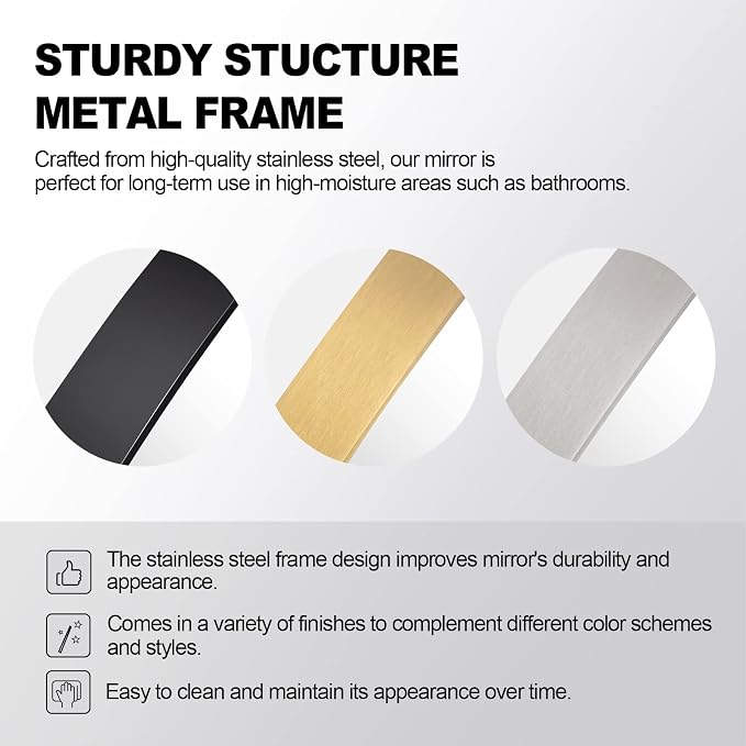 ANDY STAR Oval Mirror for Bathroom, 24x30 Polished Chrome Oblong Bathroom Mirror for Vanity with Stainless Steel Metal Frame, Modern Anti Rust Wall Mounted