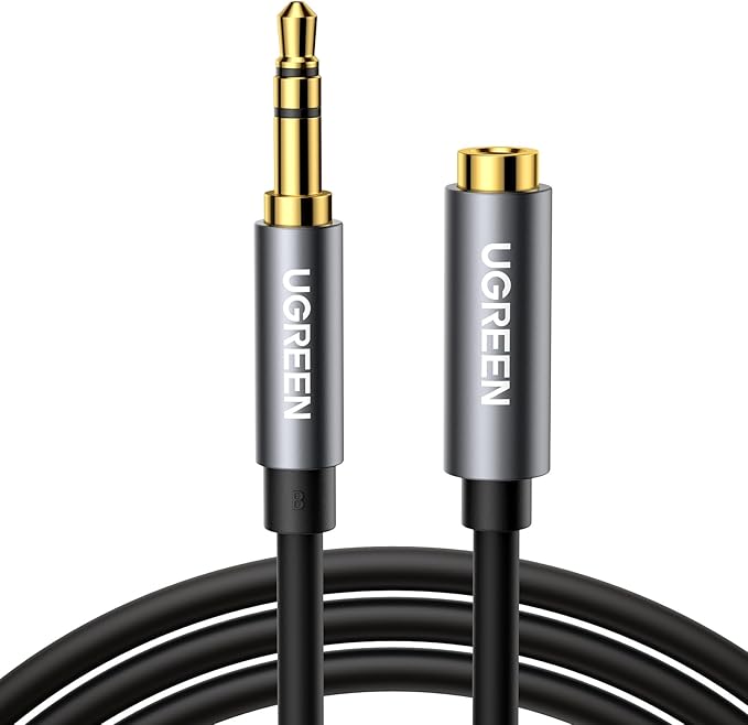 UGREEN Headphone Extension Cable 3.5mm Extension Gold Plated Aux Cable Audio Stereo Jack Male to Female TRS Cord Extender Compatible with iPhone iPad Phones Tablets Media Players, 6.6FT