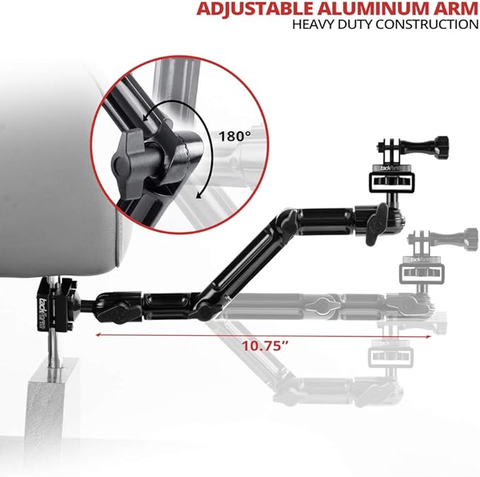 Tackform Headrest Mount for GoPro and Other Action Cameras,10.75 Inch