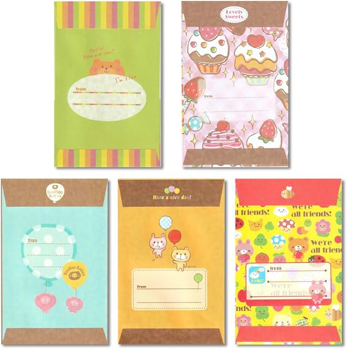 KUDOS.JP Cute Kawaii Japanese Character Stationery Letter Writing Paper with 10 Writing Papers and 5 Envelopes Gift Set for Teen, Girls, Kids