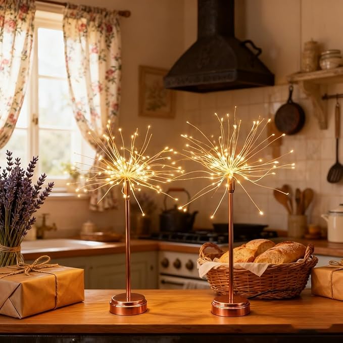 Nest and Flowers Table Lights, Firework LED Decorative Lamp, Christmas Decoration for Party, Romantic Ambient Lighting for Bedroom Living Room, Indoor Decor Gift for Family & Friends(3PCS,Warm Light)