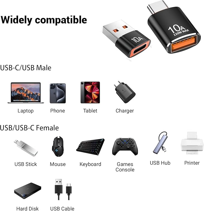 10 Pack 200W USB C to USB Adapter,C Male to USB3.1 Female Charger,Up to 10Gbps Data Transfer,for Apple Watch Ultra iWatch Series 8 7,iPhone 17 16 Plus Pro Max,Google Pixel