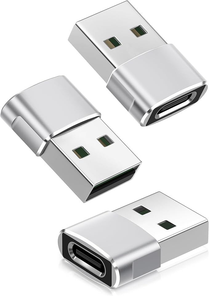 Basesailor USB to USB C Adapter 3 Pack,Type C Female A Male Charger Converter for Apple Watch Ultra iWatch 8 7 SE,iPhone 15 14 13 12 Pro,Airpods 2,iPad 8th 9th 10th Air 4th 5th Mini 6th Generation,OTG