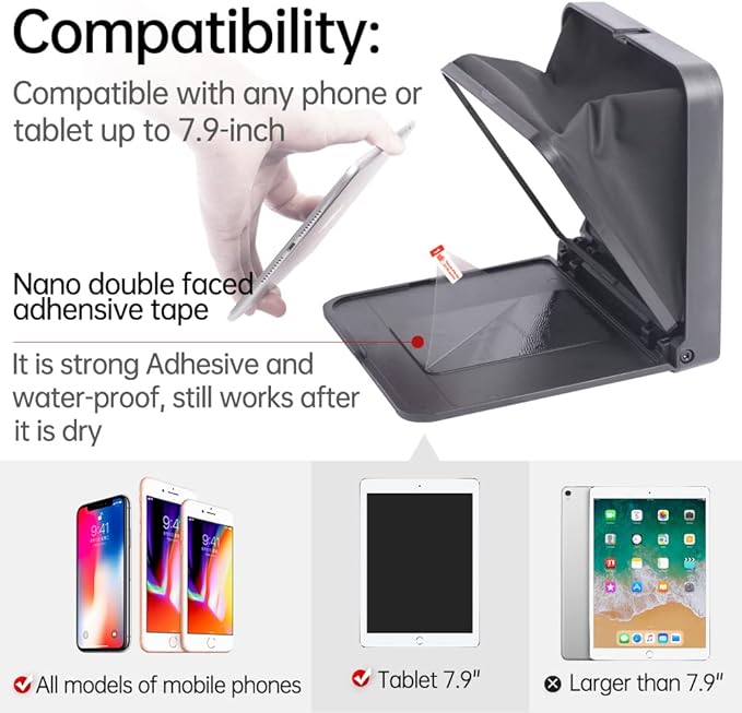 LENSGO Portable Teleprompter for iPad Tablet Smartphone DSLR Camera 7.9'', APP Compatible with iOS & Android System for Online Teaching Vlog Live Streaming Interview (TC7 for phond/ipad/Camera)