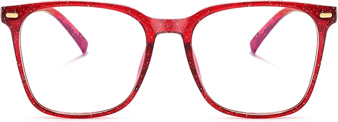 MACJERO Oversized Square Blue Light Blocking Glasses for Women Men, Anti-Fatigue Computer Monitor Gaming Glasses Reduce Eye Strain(Pearl red)