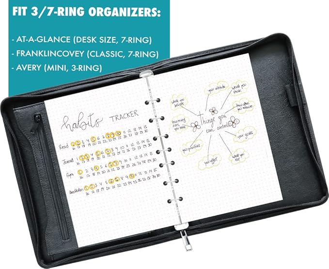 Dotted Filler Paper Pack of 100 Sheets, 7 Hole Punched Planner Refills 5 1/2 x 8 1/2 Inches, Fit 3 or 7 Ring Mini Binders
