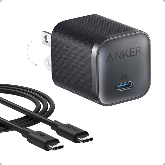 Anker Nano Charger, 45W Fast Charging, Compact and Foldable Plug USB C Charger Block for iPhone 17 Series, MacBook, Pixel 9, iPad, Samsung Galaxy S25 Ultra / S24 Series (6 ft Cable Included)