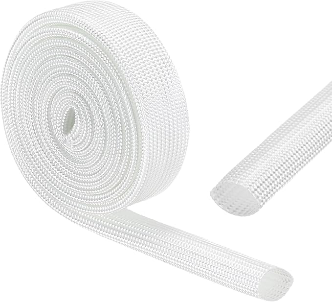 uxcell Insulation Cable Protector,9mm/0.35 Inch-1m/3 Feet High Temp Fiberglass Sleeve White