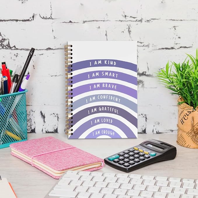 dvhdajed I Am Kind Positive Spiral Notebook, Motivational Journaling Notebooks, Purple Inspirational Spiral Journal for Girls Women, Positive Affirmations Gifts Office School Supplies, 5.5x8.3 In