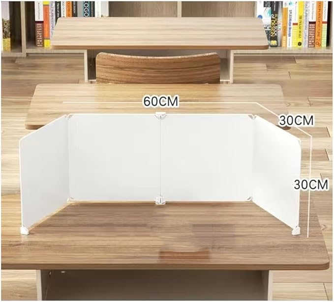 Desk Privacy Divider, Study Partition, Office Privacy Panel, Soundproof Protect Privacy, Foldable Easy to Store, Hard Material White(60CMx30CMx30CM)