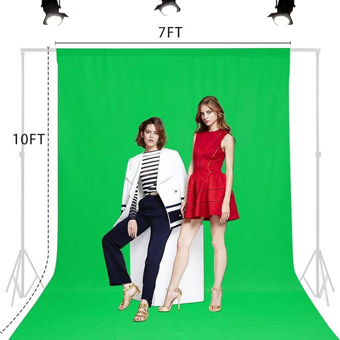 TRLYC Green Background Backdrop - 7x10 FT Screen Background for Photography Photo Booth Backdrop for Photoshoot Screen Seamless for Party Birthday Wedding Photography Studio