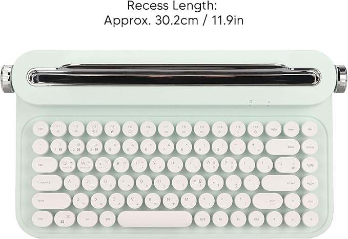 OPPWONG Vintage Bluetooth Keyboard 86 Keys Portable Wireless Keyboard with Red Esc Replacement Keycap Integrated Stand Recess Design for Smartphones, Tablets, Laptops (Green)