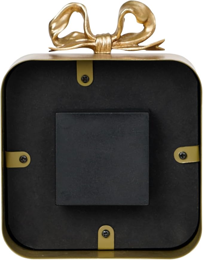 NIKKY HOME Gold Table Clocks, Table Clock Decor with Bow Metal Desk Clock Vintage Desk Clocks Silent Non-Ticking Battery Operated Decorative Shelf Clock for Living Room Bedroom
