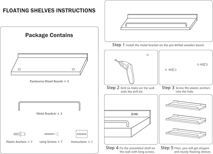 RYOFOBETTO Floating Shelves for Wall Decor, Grey and Gold Shelves for Bathroom, Living Room, Bedroom, Picture Frames, Plants, Kitchen (Set of 3)