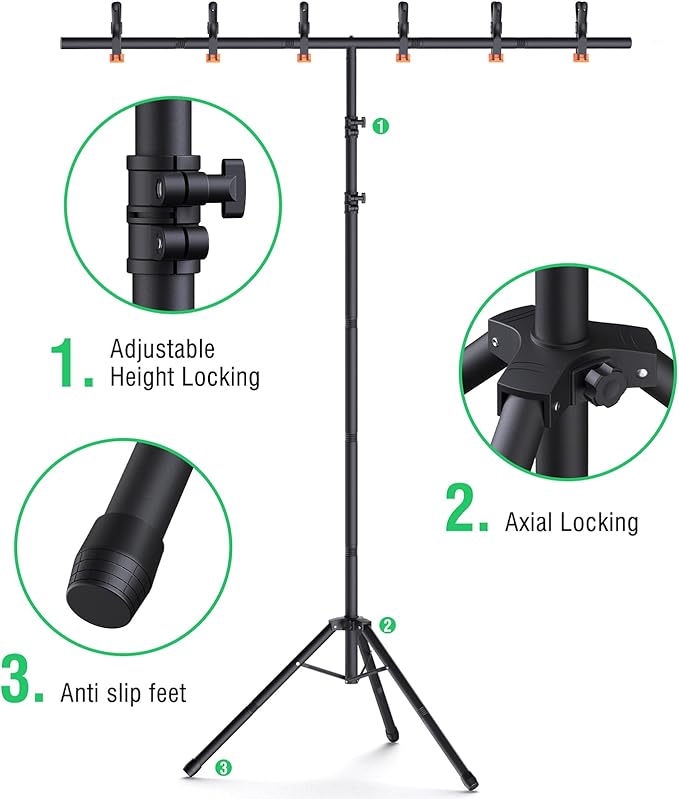 Green Screen Backdrop Kit with Stand, 8x5.3ft Portable GreenScreen Background Stand for Streaming Video and Photography Shoots