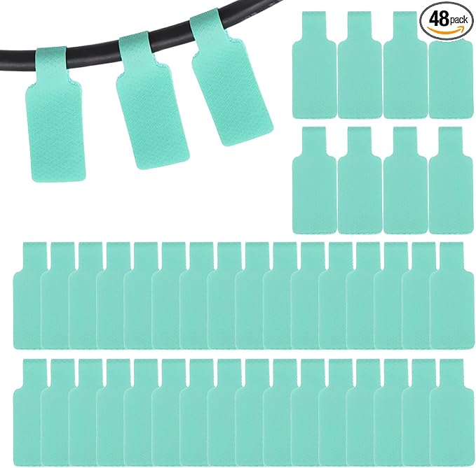 PATIKIL 48Pcs Cable Labels Tags, 1.8" Write on Wire Tags Cord Labels Hook Loop Rectangle Cable Ties for Electronics Organize Wire Classify Identification Management, Blue