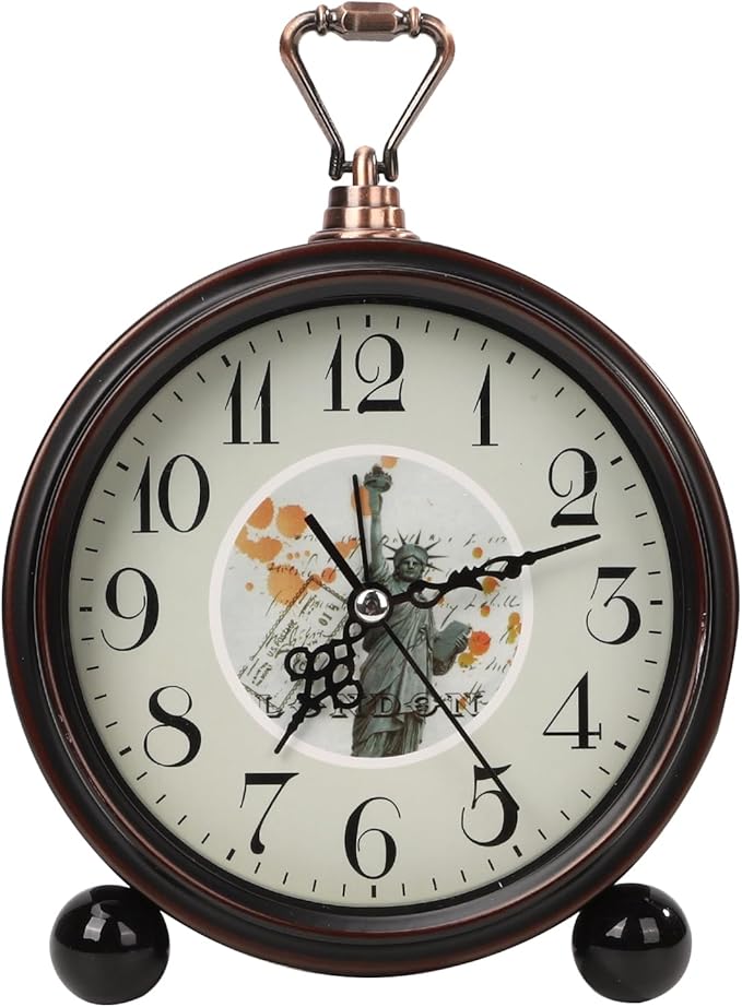 Blusaryme Loud Alarm for Deep Sleepers Desk Vintage Alarm Clock 5.25 inch Small Battery Operated Retro Clock Bedroom Live Room Decor Gift Clock