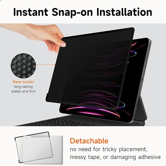 360° Privacy Screen Protector for iPad Mini 6 8.3 2021/ Mini 7 2024 (A17 Pro), Anti Glare Blue Light 4 Way Anti Spy Screen Filter, Magicsuction Protector for 8.3” iPad (Landscape+Portrait Privacy)