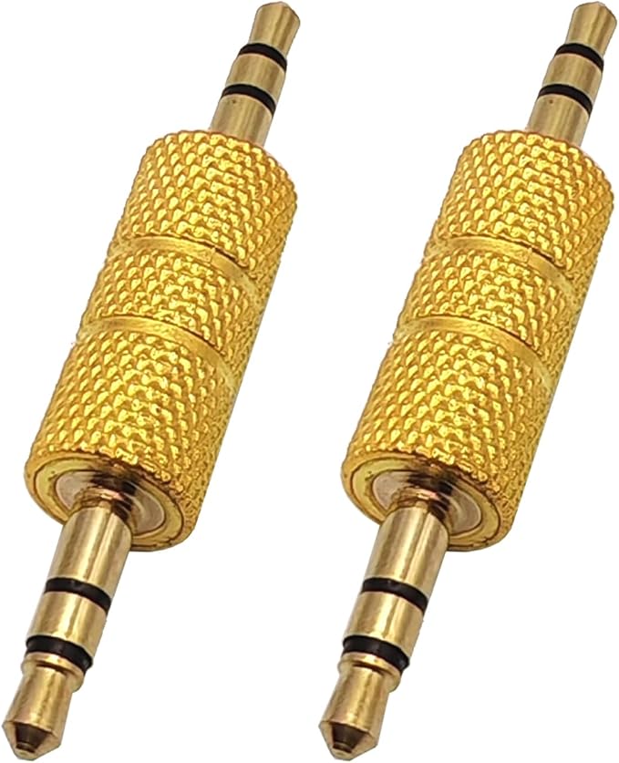 Voluty Tek 3.5mm to 3.5mm Male to Male Audio Headphone Adapter,Gold Plated 1/8" Stereo Coupler Connector for Speakers MP3 Players 2pcs