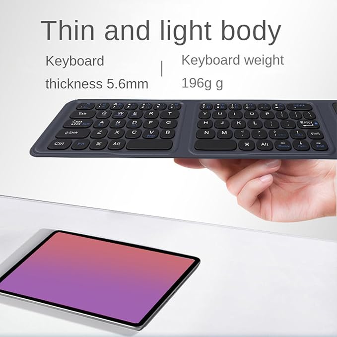 Luocute Foldable Keyboard, Portable Keyboard with Multi Touch Touchpad and Leather Case for Laptop PC Tablet Smartphone iOS