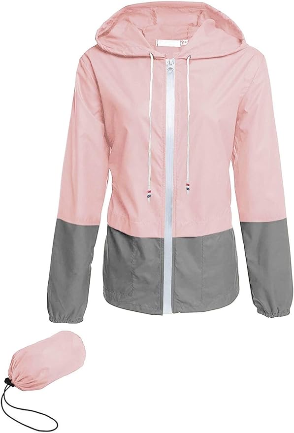 Avoogue Raincoat Women Lightweight Waterproof Rain Jackets Packable Outdoor Hooded Windbreaker