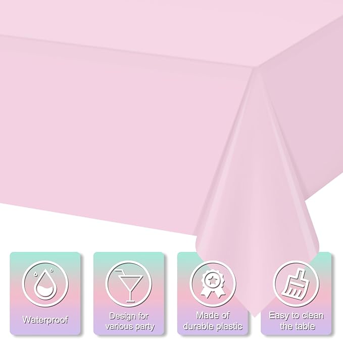 MASHAN 6Pack Gender Reveal Tablecloths, Disposable Plastic Pink and Blue Tablecloth, Rectangle Table Covers for Boy or Girl Baby Shower Party Decorations,54×108 Inch